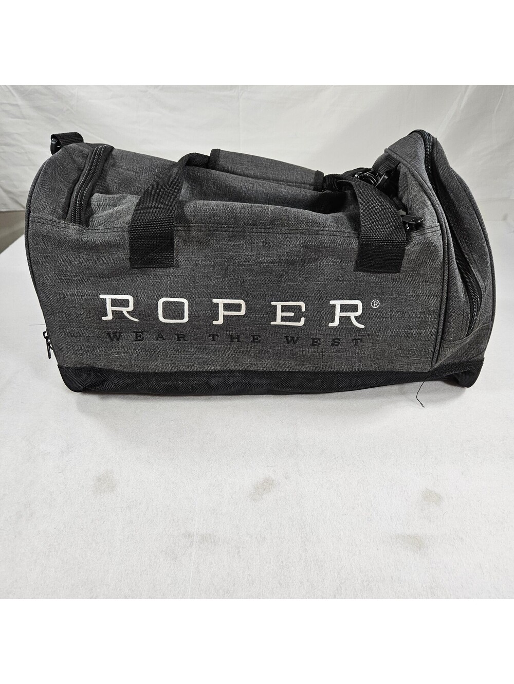 Roper Duffel Bag Gray Travel Gym Overnight Weekender Shoulder Carry-On Bag